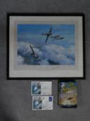 A framed and glazed print of 'Hurricane' by Robert Taylor signed by the british fighter pilot Wing