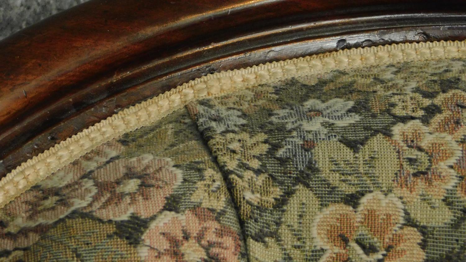 A Victorian mahogany framed floral upholstered buttoned back armchair raised on carved cabriole - Image 3 of 6