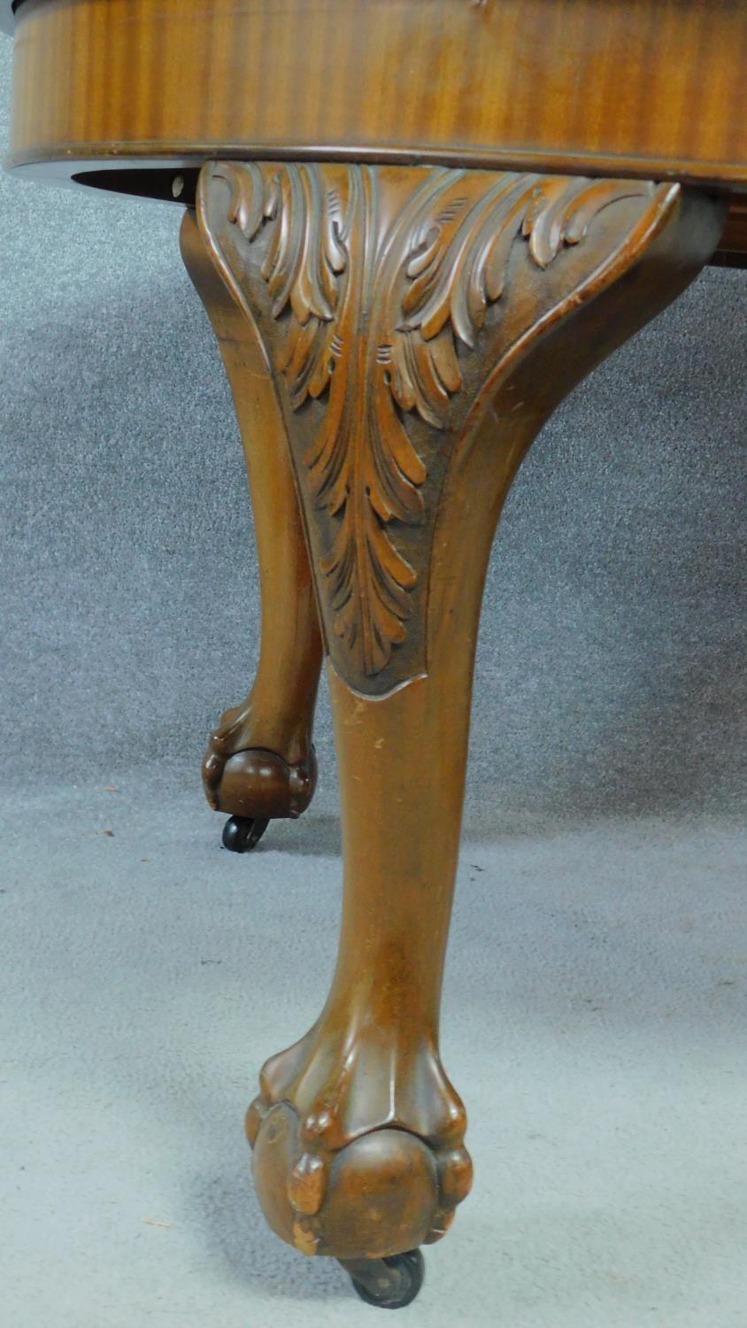 A late 19th century mahogany extending D-end dining table the gadrooned top above carved cabriole - Image 3 of 6