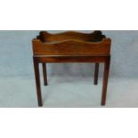 A Georgian style mahogany butler's tray on stand. H.72 W.73 D.49cm