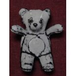 A concrete and mixed material teddy bear sculpture by Canadian artist Ross Bonfanti. Signed and