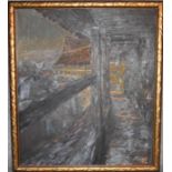 Rudolf Poeschmann (1878-1954) A large gilt framed oil on canvas, Die Stadtmauer. H.120 x 103cm