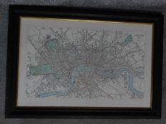 A framed and glazed map of London City. H.60xW.85cm