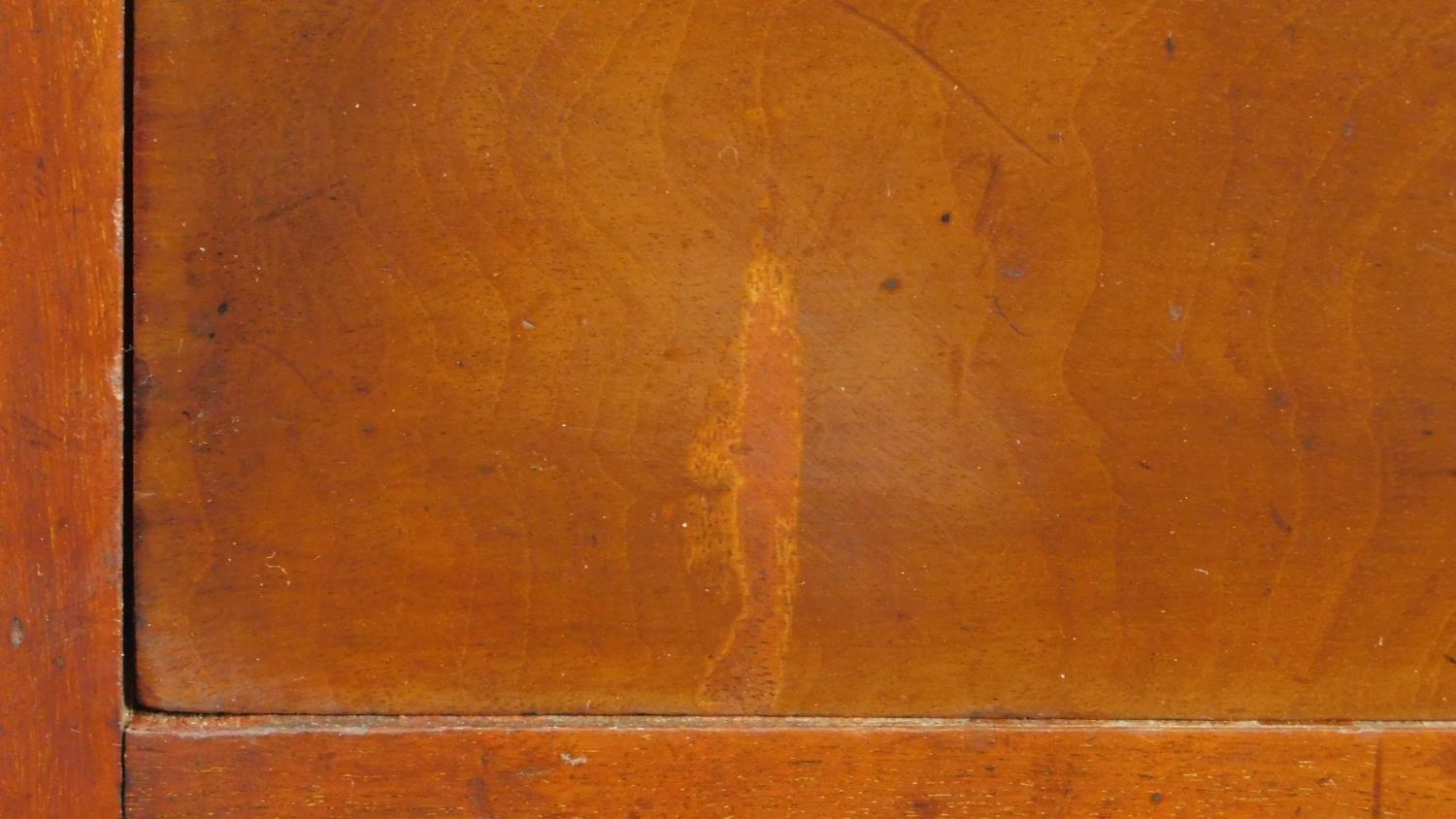 A 19th century continental mahogany cylinder top bureau with tooled leather lined slide out - Image 7 of 7