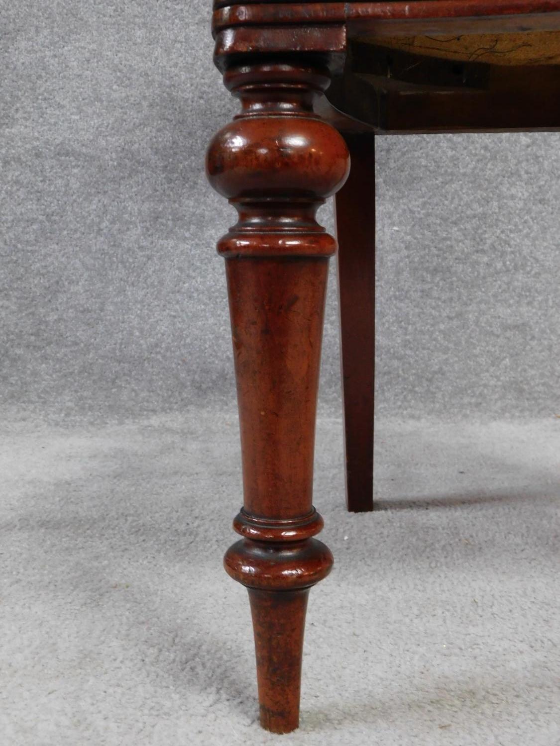 A set of eight Victorian mahogany balloon back dining chairs on turned tapering supports. H.91cm - Image 5 of 5