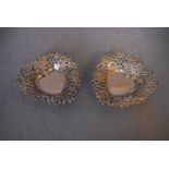 A pair of Continental pierced silver heart shaped bon bon dishes, marked 800. (97g)