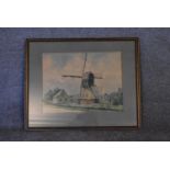 Gerald Willem Pieter (1870-1931), framed and glazed watercolour, windmill, signed. H.53 x 65cm