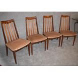 A set of four 1970's vintage teak G-Plan dining chairs. H.90 x 50cm