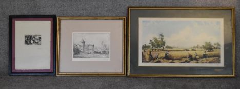 Three framed and glazed etchings each signed by the artist. H.53 x 80cm (largest)