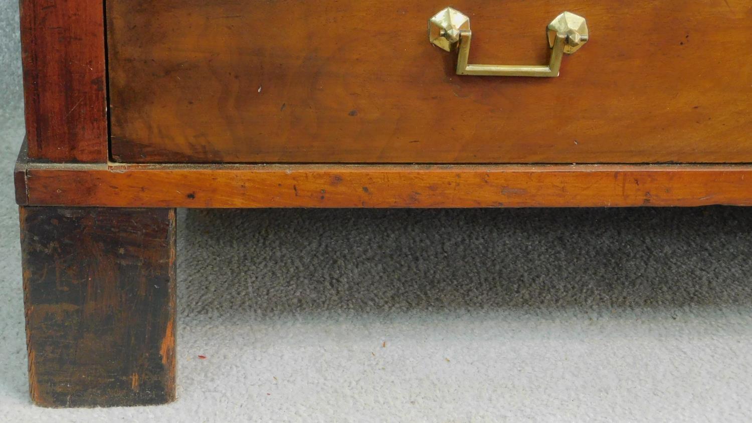 A 19th century continental mahogany cylinder top bureau with tooled leather lined slide out - Image 6 of 7