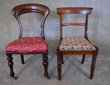 A 19th century mahogany bar back dining chair and a Victorian mahogany dining chair. H.86 X 48cm
