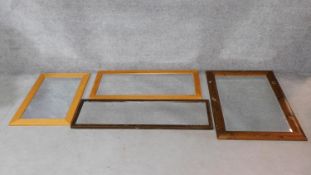 Four framed rectangular wall mirrors. H.78xW.107cm (largest)