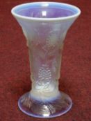 A French opalescent moulded glass pine cone vase. H.24cm