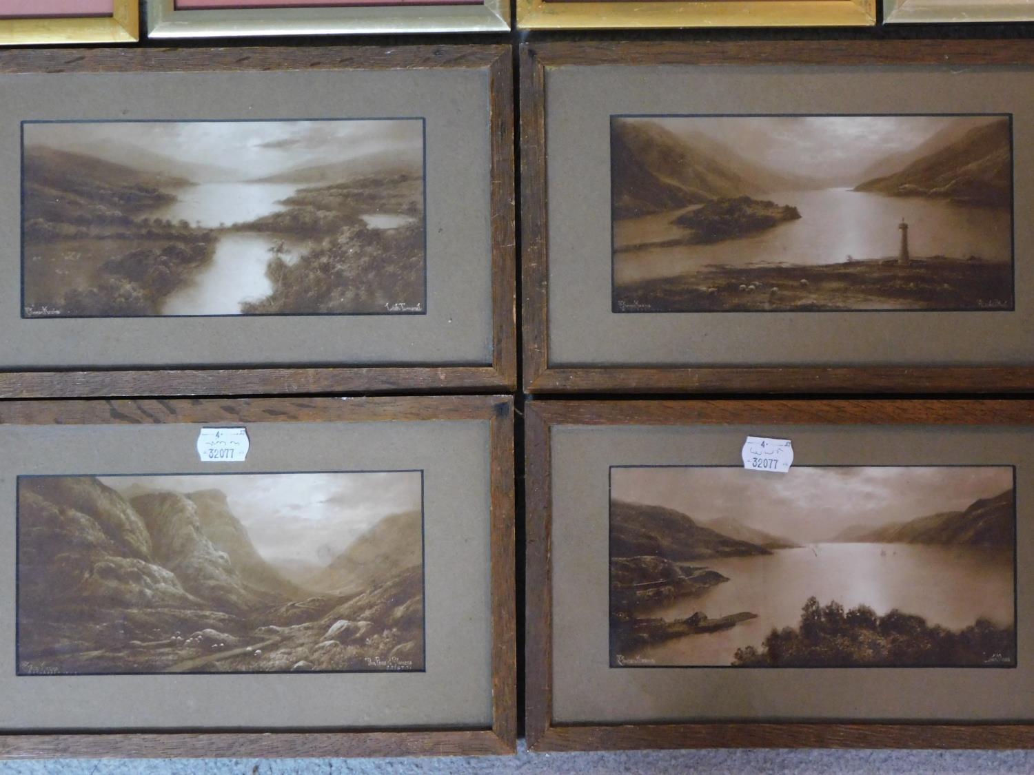 Eight framed and glazed prints, silhouette portraits of soldiers and various landscape sceneries. - Image 2 of 4