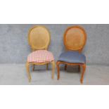 A pair of rope twist rattan backed dining chairs. H.98cm