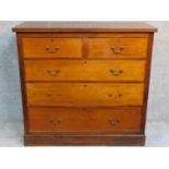 A Victorian mahogany chest of two short over three long drawers raised on plinth base. (handles