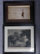 Two framed and glazed antique lithographs. One titled 'Les Agrements de l'Ete. Label verso. The