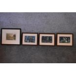 A set of three framed and glazed watercolours, woodland scenes, signed, and a another of a lake
