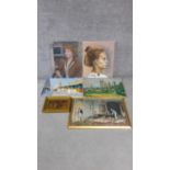 A collection of oil on canvasses and a print and oleograph. Including a portrait by David Ghilchick.