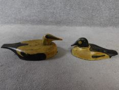 Two painted antique wooden decoy ducks. 38x18cm