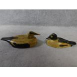 Two painted antique wooden decoy ducks. 38x18cm