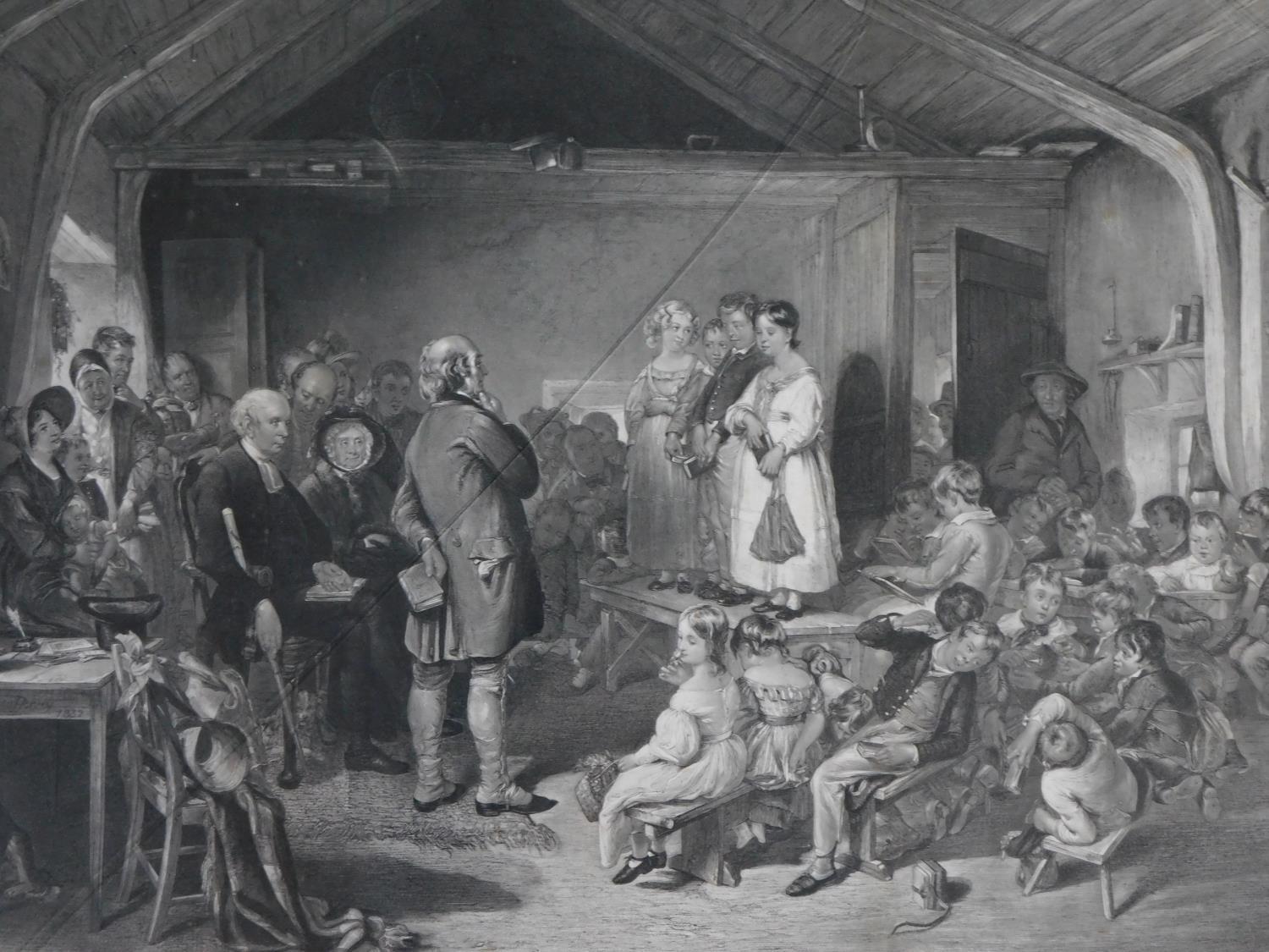 A framed and glazed lithograph titled 'The examination of a village school'. (cracked glass). - Image 2 of 4