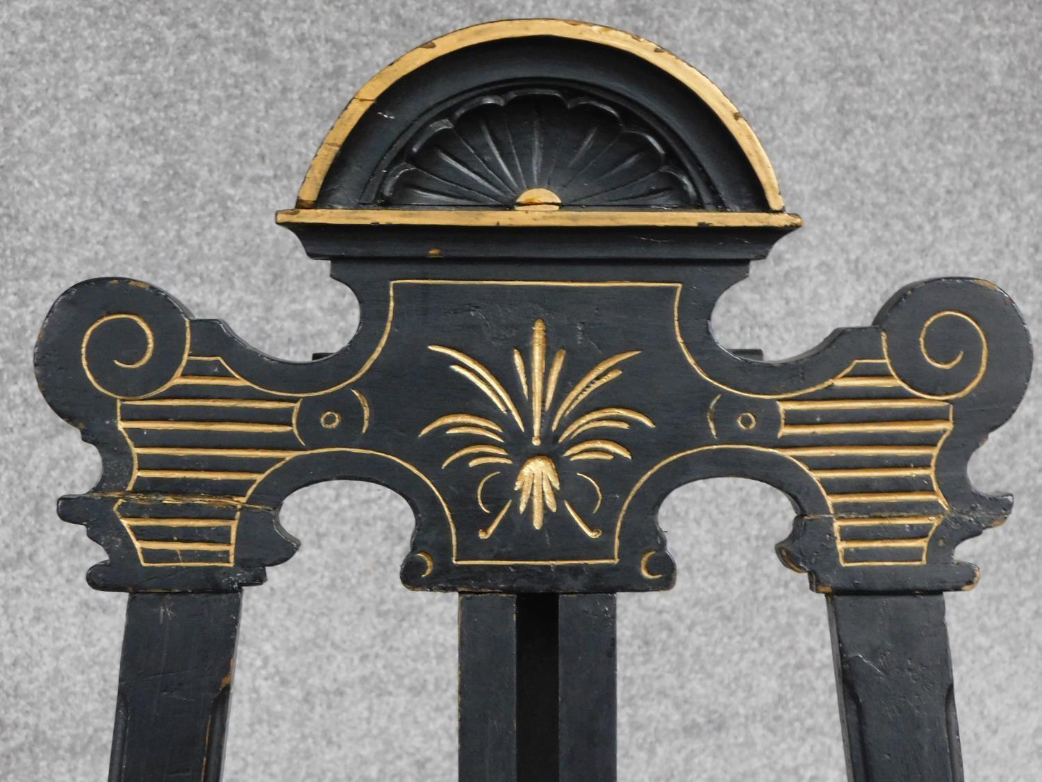A late Victorian ebonised easel with gilt detailing. H.146cm - Image 2 of 4