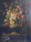 A 19th century Italian school gilt framed oil on canvas, still life flowers, signed S. Ross. 95x70cm