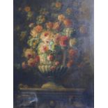 A 19th century Italian school gilt framed oil on canvas, still life flowers, signed S. Ross. 95x70cm