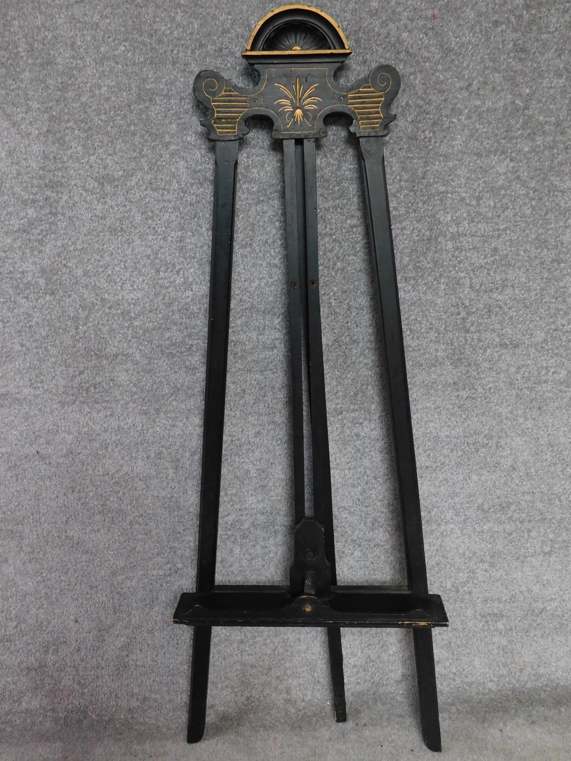 A late Victorian ebonised easel with gilt detailing. H.146cm - Image 4 of 4