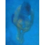 A framed and glazed print titled 'Swimming Boy', signed by Scottish artist Sue Biazotti. 79x99cm