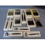 Oeyo - Øyo Norwegian mid-century complete six person cutlery set with black handles and stainless