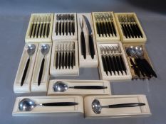 Oeyo - Øyo Norwegian mid-century complete six person cutlery set with black handles and stainless