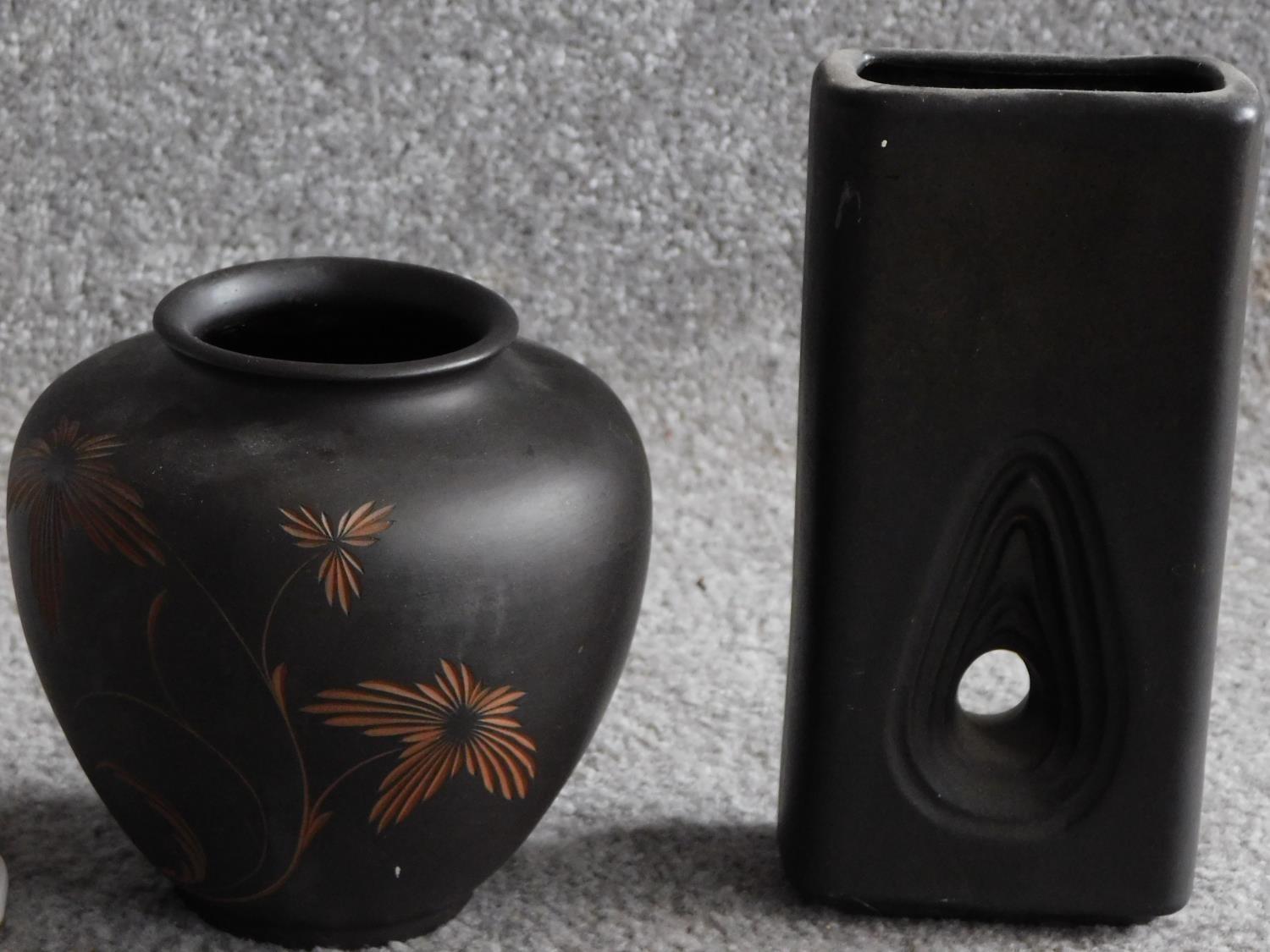 A Wormser terra sigillata 1950's ceramic vase with abstract floral design, an Italian hand painted - Image 3 of 7