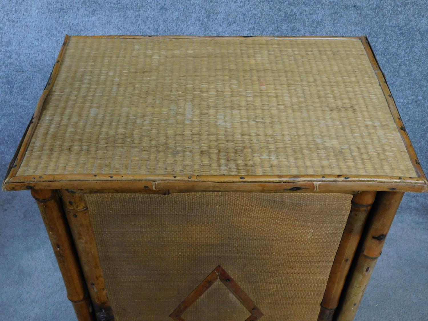 A Victorian bamboo cabinet together with a Chinese red lacquered cabinet with hand painted floral - Image 5 of 5