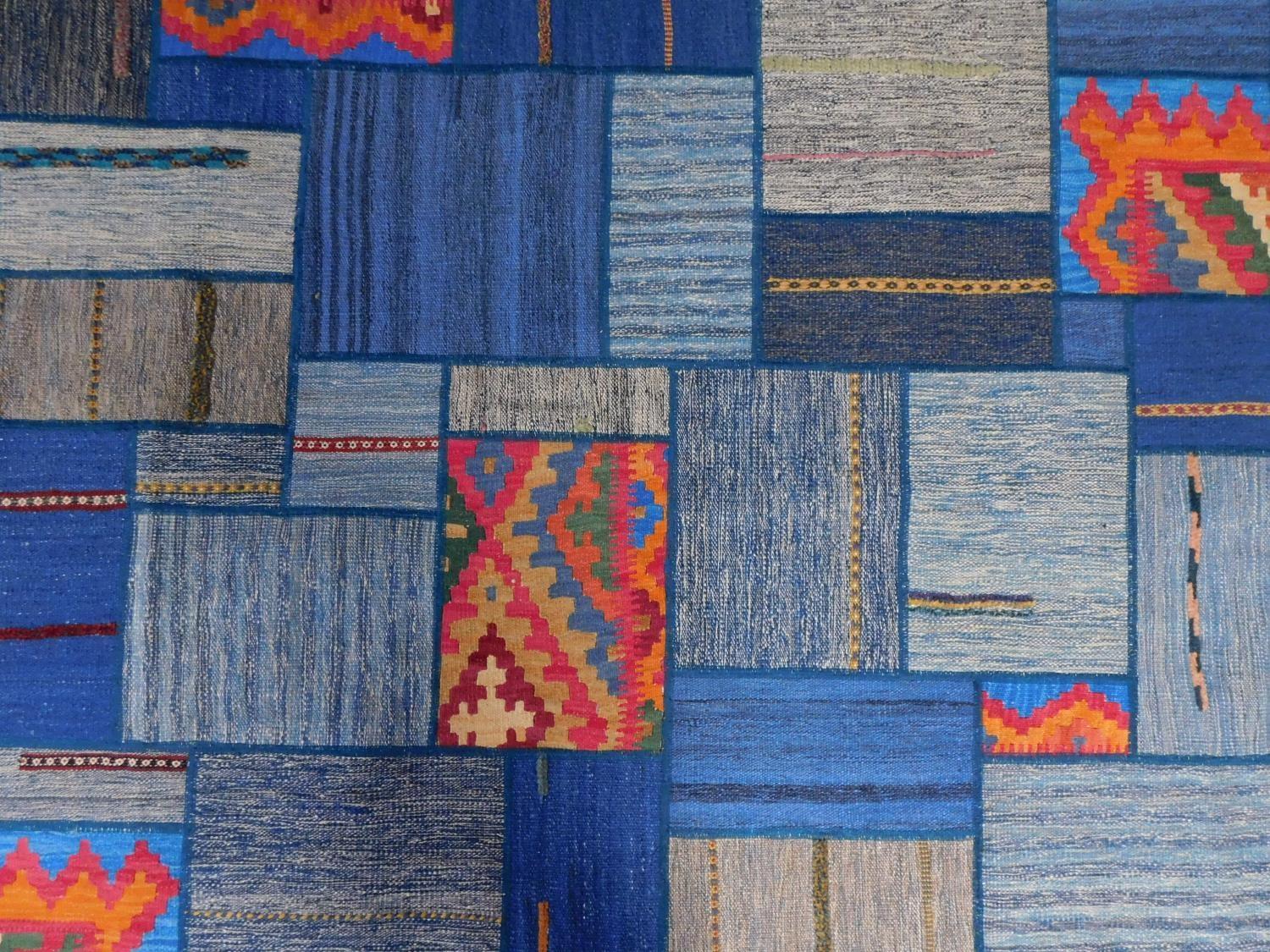 A modern geometric style rug of patchwork design. 200x141cm - Image 2 of 3