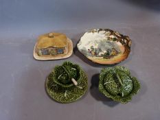 Collection of ceramics. Including a sylvac pottery butter dish in the form of a thatched cottage,