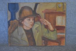 An oil on canvas, 'Andrea age 11', from the studio of the late Jaqueline Morreau, unsigned, label to
