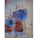 A large oil on canvas by Greek artist Tilemachos Kyriazatis. Titled 'Iole'. Signed and dated verso.