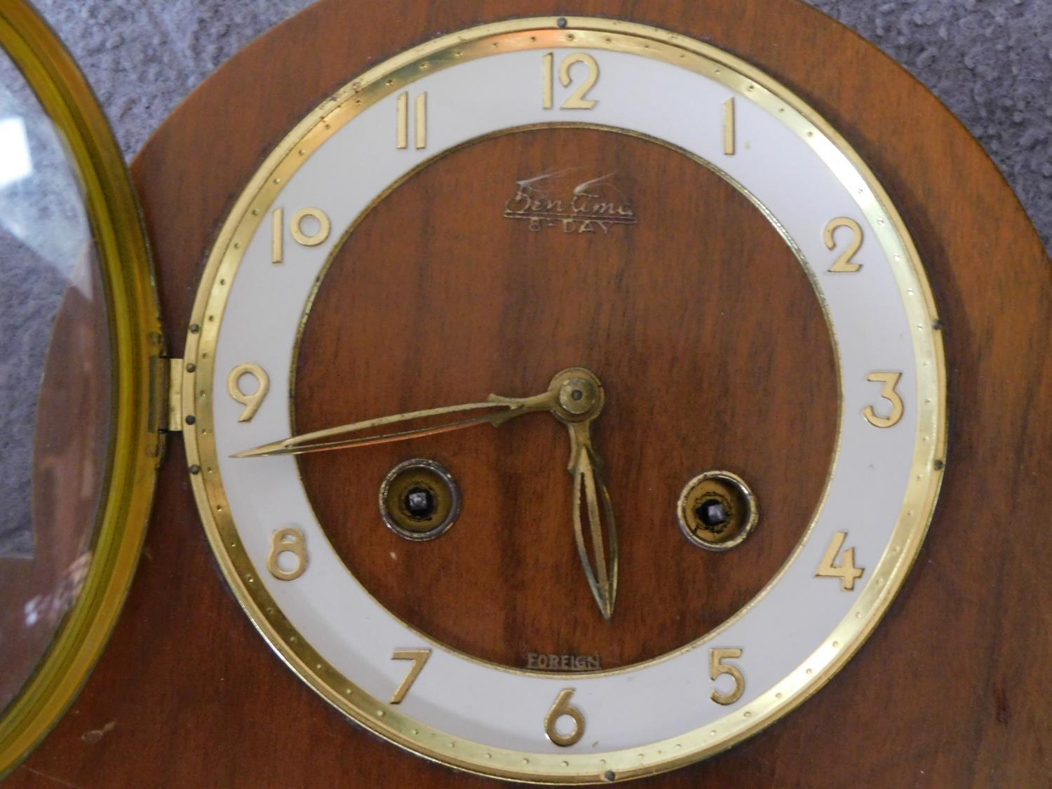 A 1930's Bentima wooden cased mantle clock. With an FHS German movement and gold tone numbers. - Image 3 of 7