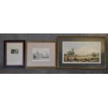 Three framed and glazed etchings each signed by the artist. H.53 x 80cm (largest)
