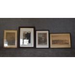 A 19th century framed and glazed print, the allied army camped at Leipzig and three other framed and