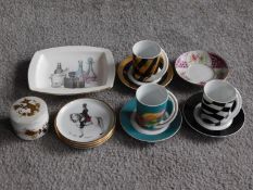 A collection of porcelain including a set of four Jan van der Vaart espresso cups and saucers, a