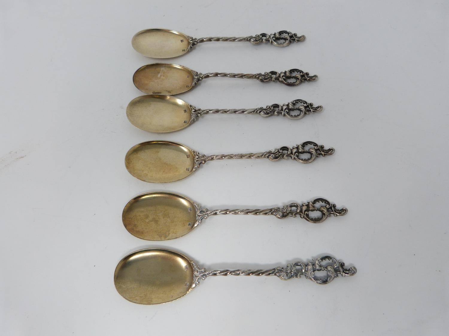 An antique gilded German silver ice cream serving set. Comprising of an ice cream slice and - Image 10 of 12