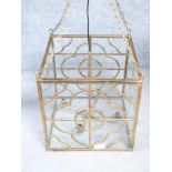 A Julian Chichester gold 'Anna' design pierced metal hanging ceiling lantern with stylised floral