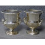 A pair of antique Old Regency Sheffield silver plated wine coolers by Henry Wilkinson and Co. with