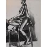 A large framed and glazed charcoal study, nude female, unsigned. H.97x74cm