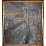 Rudolf Poeschmann (1878-1954) A large gilt framed oil on canvas, Die Stadtmauer. H.120 x 103cm