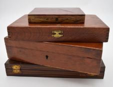 A collection of four various empty cutlery boxes. H.7x24cm