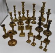 An extensive collection of various pairs of 19th century and later candlesticks. Tallest H.30cm (